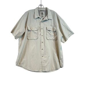 Timberland‎ Turbo-Dry Mens 2XL Tan Short Sleeve Ventilated Fishing Hiking Shirt